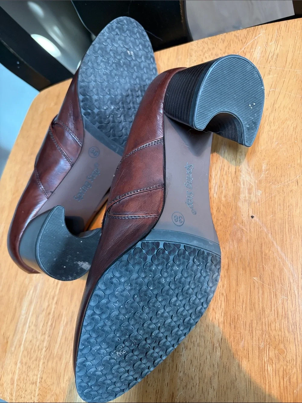 Spring Step Brown Leather Ankle Booties with Buckle